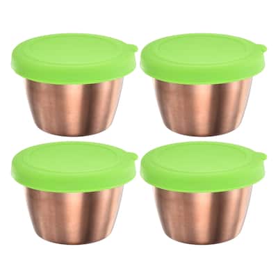 4pcs Salad Dressing Container, 2.4oz Stainless Steel Condiment Cup