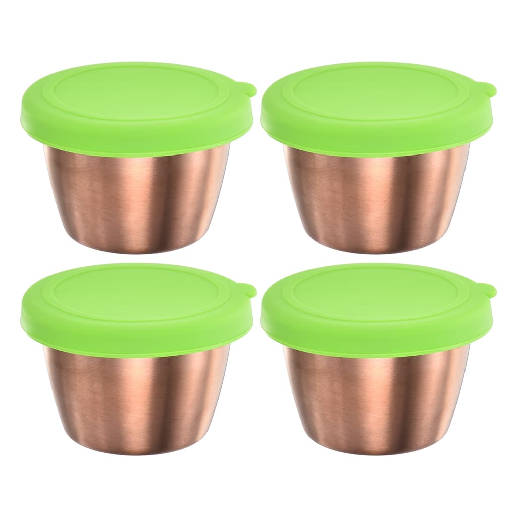 4pcs Salad Dressing Container, 2.4oz Stainless Steel Condiment Cup