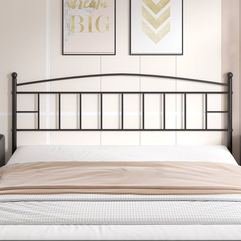 Javlergo Full/Queen/King Size Victorian Style Black Metal Headboard Heavy Duty Steel Curved Headboard Only for Bedroom