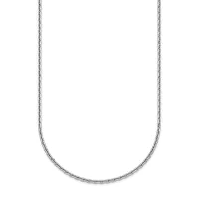 Curata 925 Sterling Silver Rhodium 1.8mm Oval Link Chain Necklace