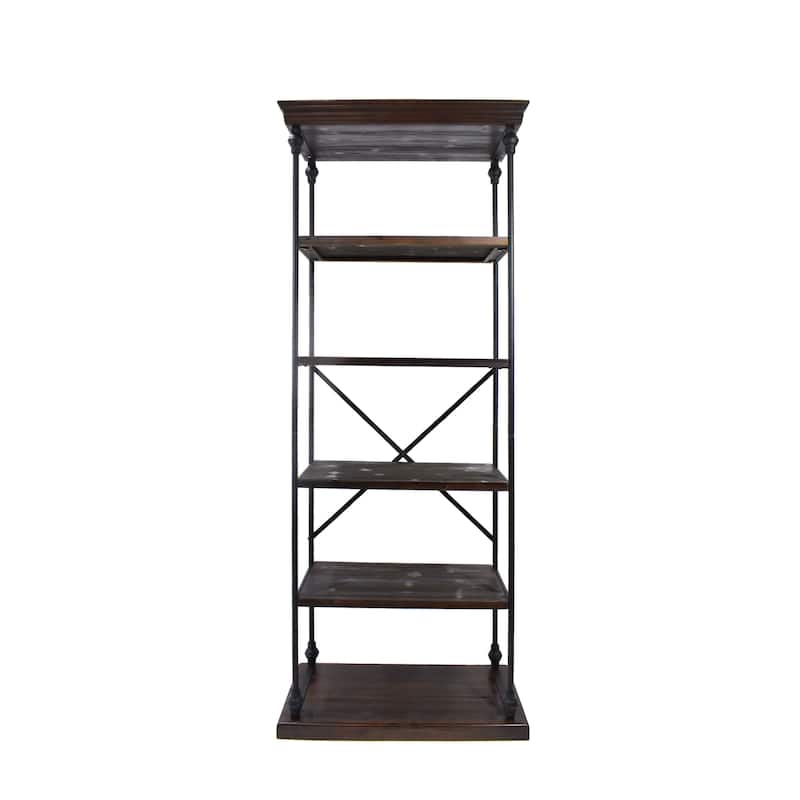 Abramo Industrial 5-shelf Firwood Bookcase by Christopher Knight Home - 34.00" W x 15.50" D x 84.75" H