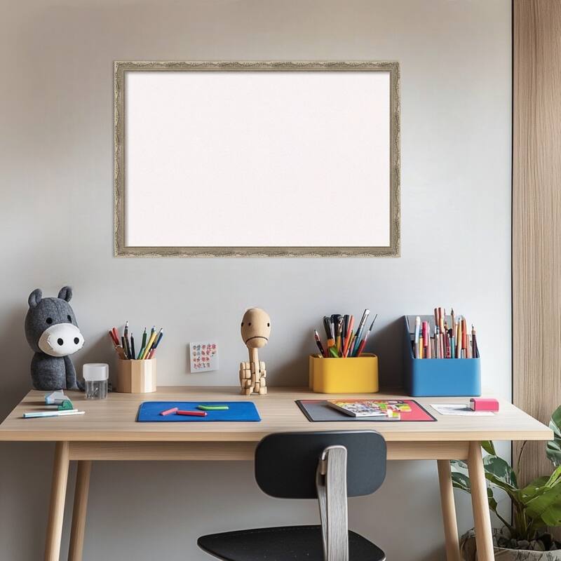 Mila Dark Silver Wood Framed Cork Board - Bulletin Board, Organization Board, Pin Board