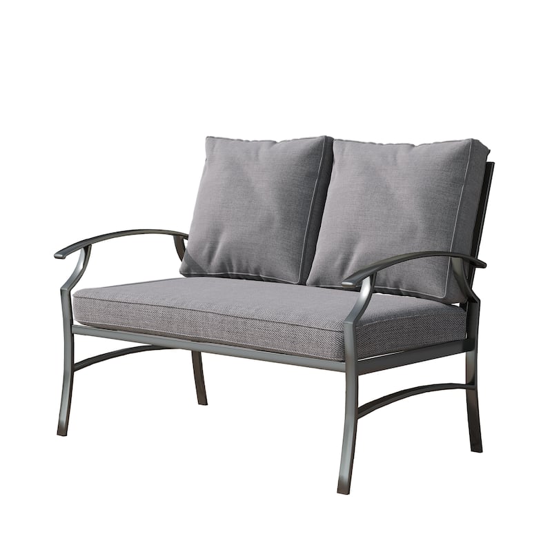 5-Piece Outdoor Patio 50" W Lovesat Set Swivel Chairs Seating Group