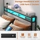 preview thumbnail 94 of 94, Farmhouse Wood Platform Bed Frame with Charged Station and LED Lights
