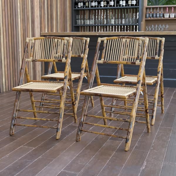 slide 2 of 14, Bamboo Wood Event Folding Chairs (Set of 4) Bamboo