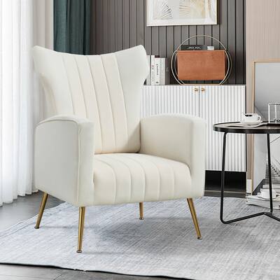 Modern Velvet Wingback Reading Accent Chair with Arms