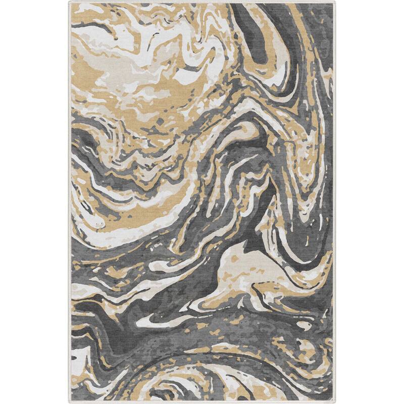 Well Woven Abstract Harmony Modern Boho Marble Flat-Weave Area Rug