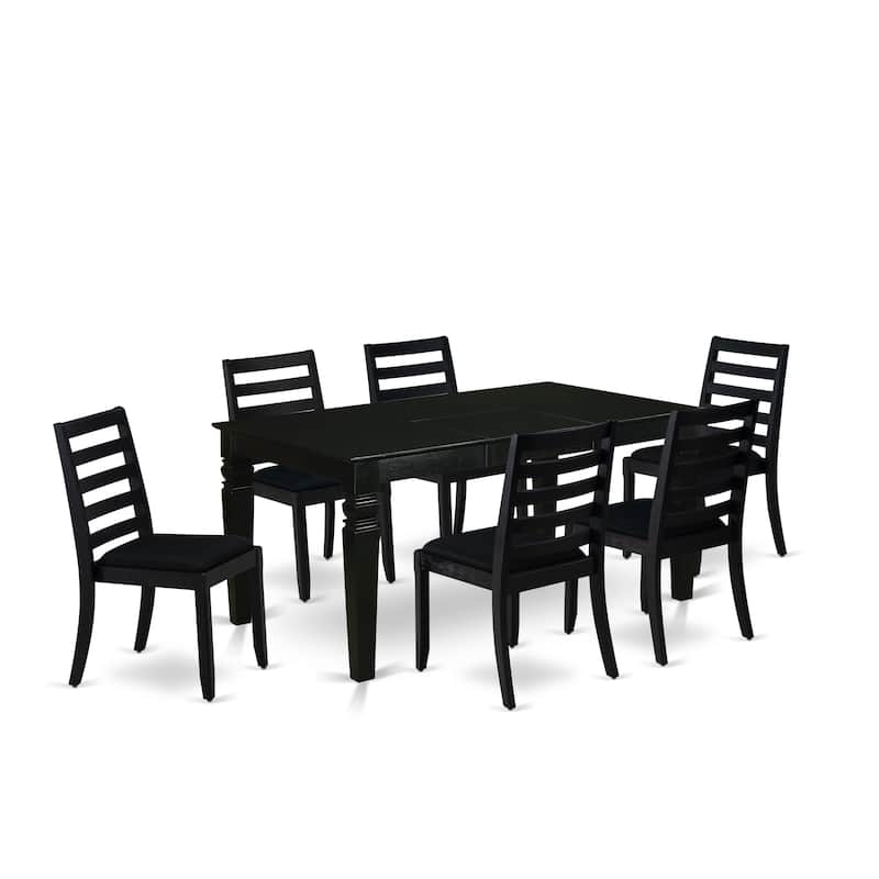 East West Furniture Dining Set Includes a Rectangular Table and Stackable Kitchen Chairs, Black (Pieces & Seat Type Options)