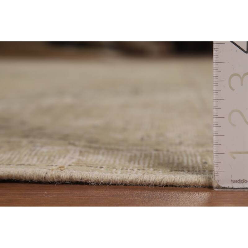 Tabriz Persian Vintage Area Rug Handmade Traditional Beige Wool Carpet - 9'6"x 12'10"
