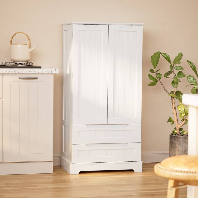 Kitchen Pantry Storage Cabinet with Drawers Freestanding Bathroom Storage Cabinets, Small Food Pantry Cabinet - White - 2-drawer