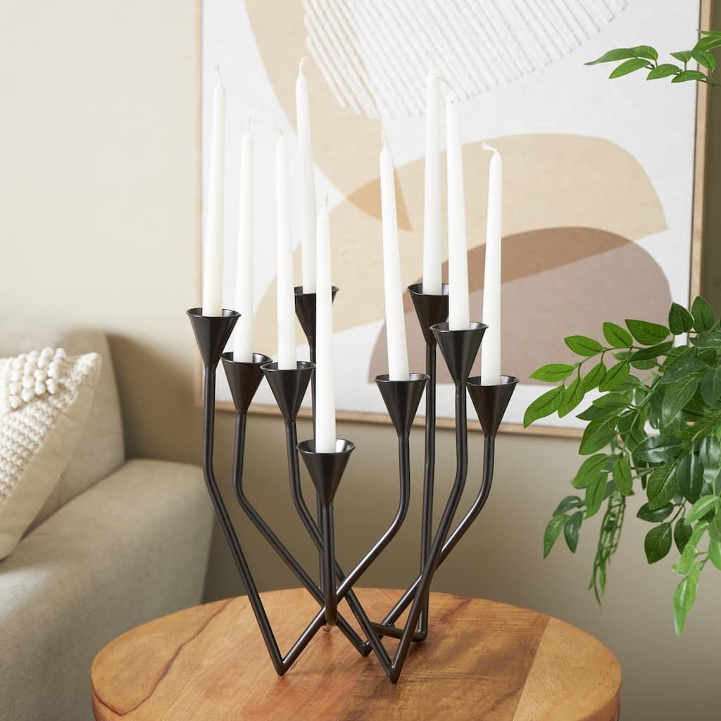 Black Metal Taper 9 Slot Decorative Candelabra - 11"W x 12"L x 14"H