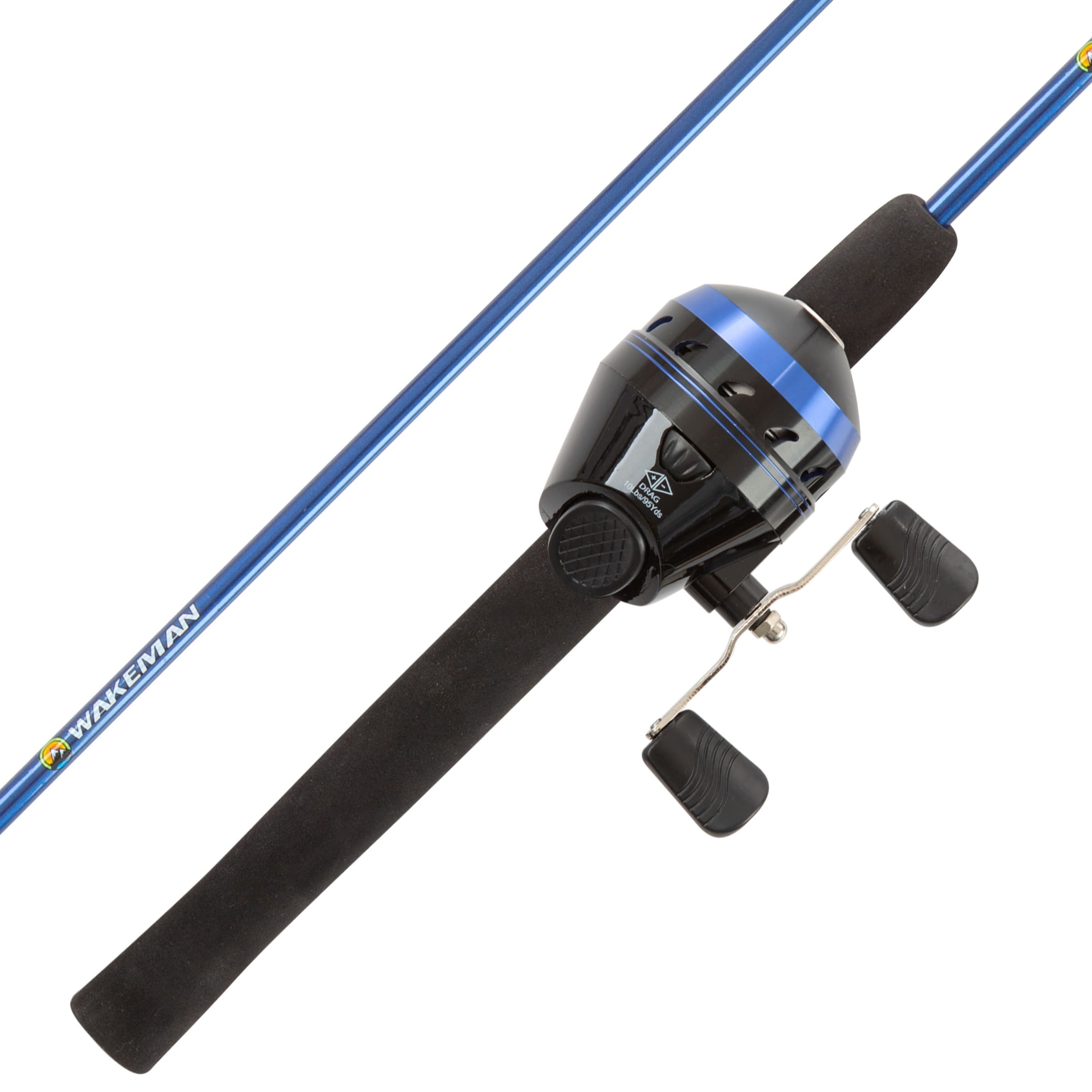 Fishing Rod and Reel - 66in Fiberglass Pole - Spincast for Beginners by Wakeman Outdoors (Blue) - Blue - 66