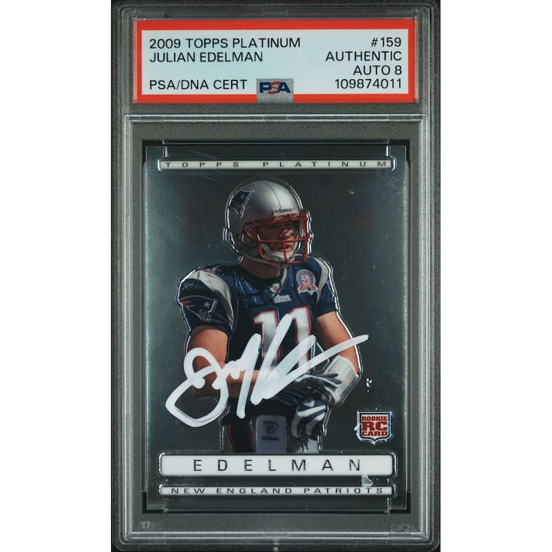 Julian Edleman 2009 Topps Platinum Rookie Card #159 Auto Graded PSA 8 109874011 - 8' x 11'