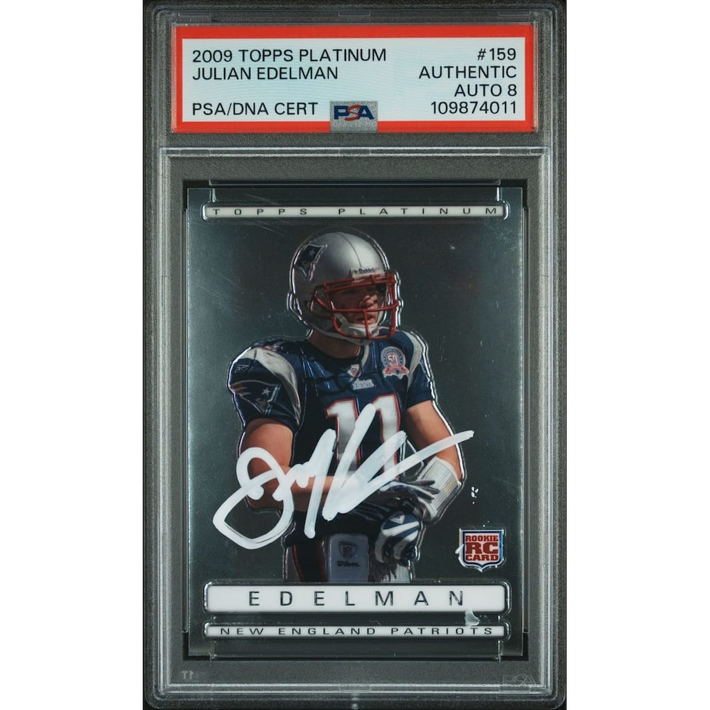 Julian Edleman 2009 Topps Platinum Rookie Card #159 Auto Graded PSA 8 109874011 - 8' x 11'