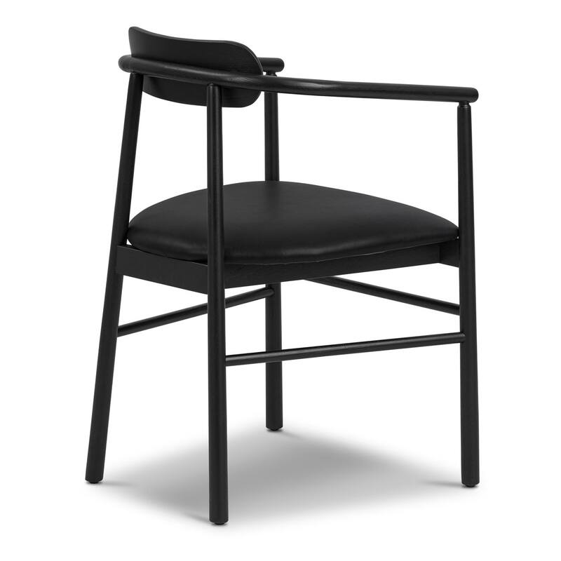 Poly & Bark Scanden Wood Dining Chair With Genuine Leather Seat