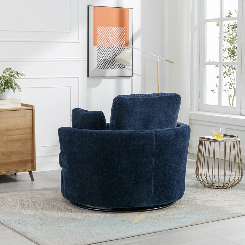 42.2"W Swivel Accent Barrel Chair with Half Crescent Moon Storage Bench