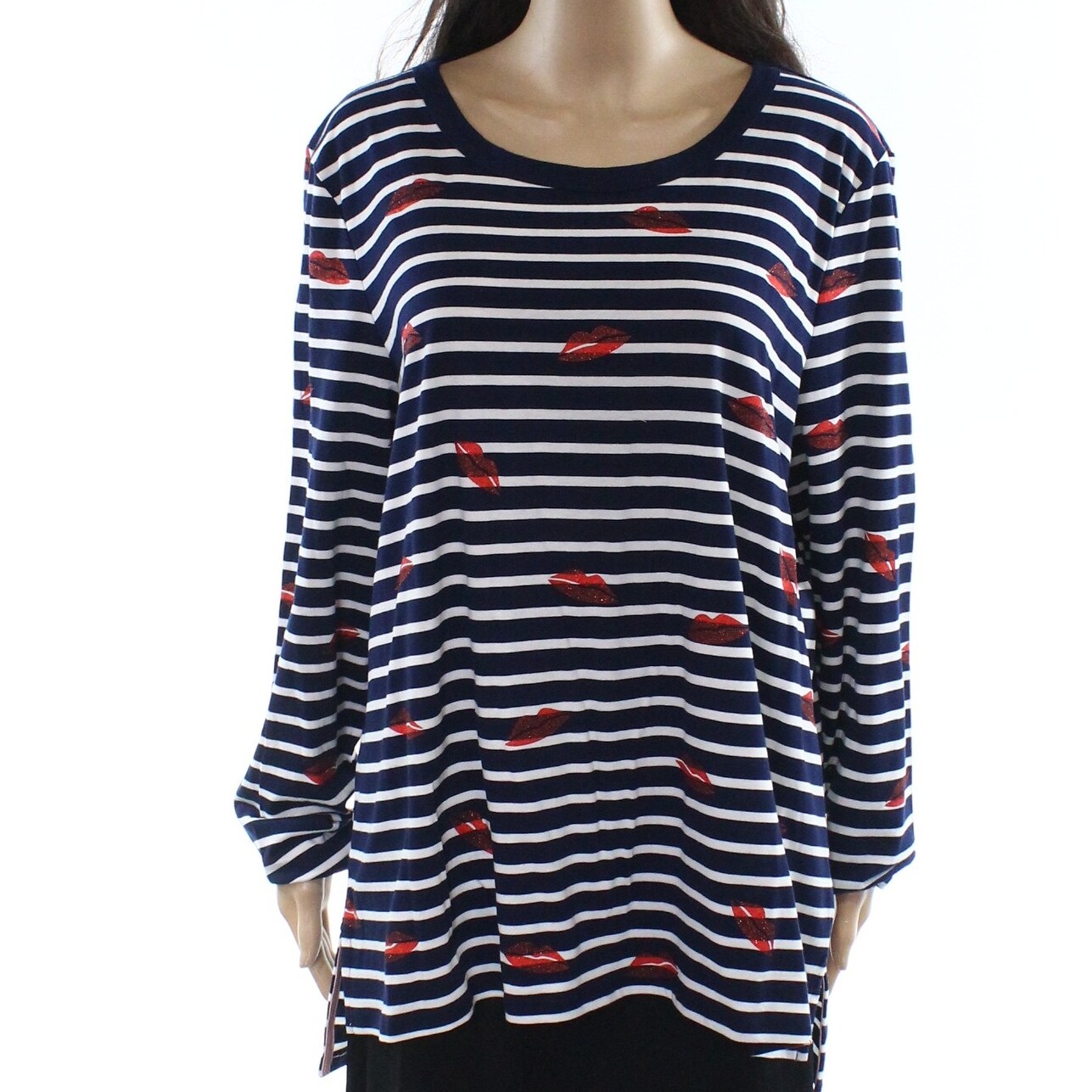 Shop Boden Blue Womens Size 18 Uk 12 Striped Red Lips Printed Knit
