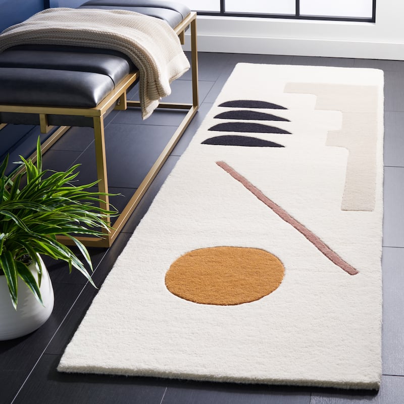 SAFAVIEH Handmade Fifth Avenue Adrie Mid-Century Modern Wool Rug - 2'3" x 8' Runner - Ivory/Brown
