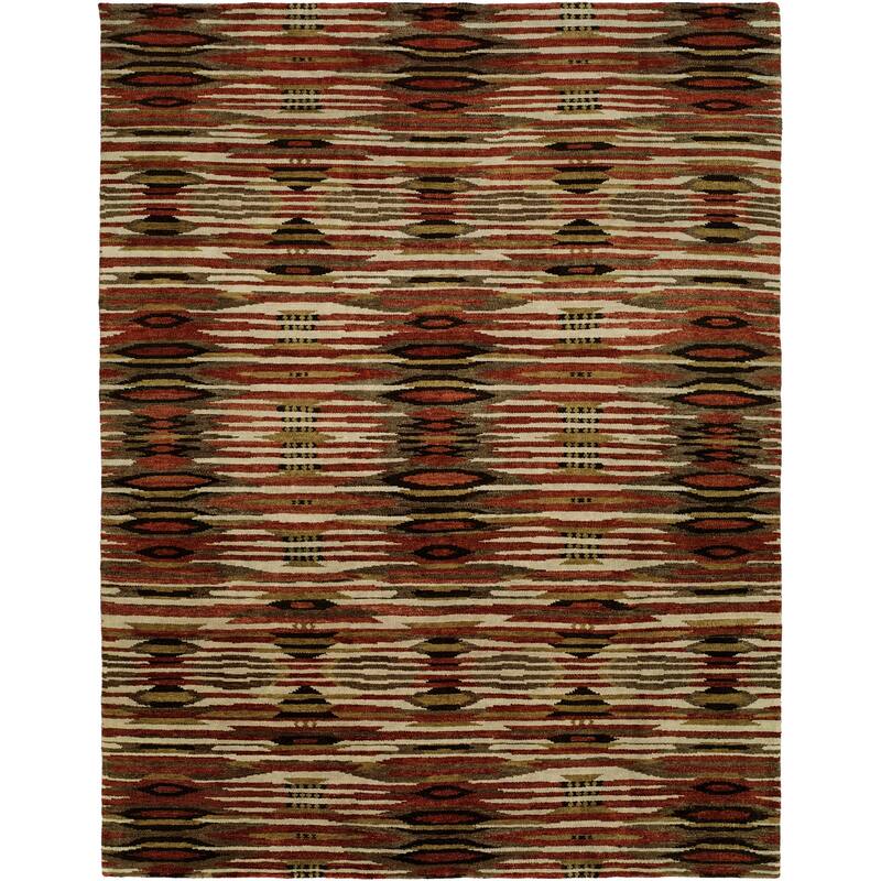 Modern Multi-Colored Hand-Knotted Wool Area Rug