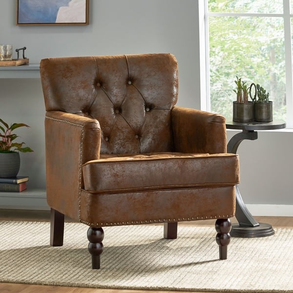 Malone Brown Espresso Tufted Club Chair by Christopher Knight Home ...