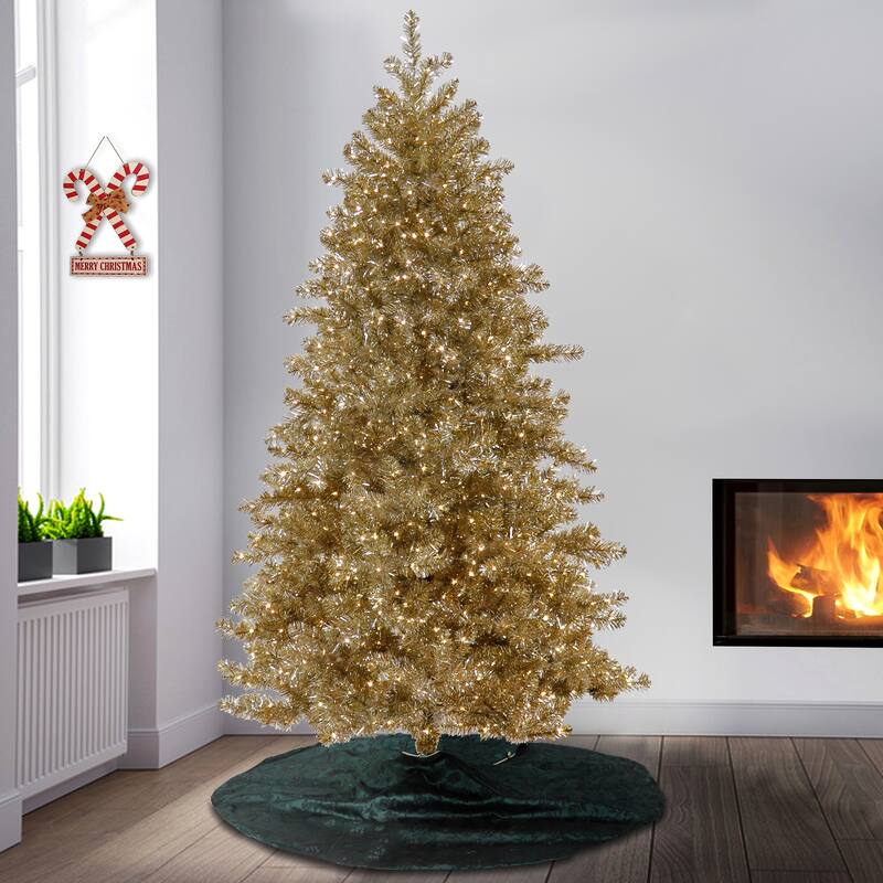 National Tree Company 7.5 ft. Pre-Lit Christmas Platinum Metallic Tree - 7.5 Foot