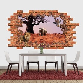 3D Safari Animals Wall Decal Kids Hole in the Wall Mural - Bed Bath ...