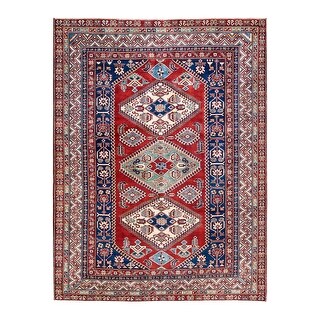Tribal, One-of-a-Kind Hand-Knotted Area Rug - Orange, 6' 2" x 8' 2" - 6 X 9