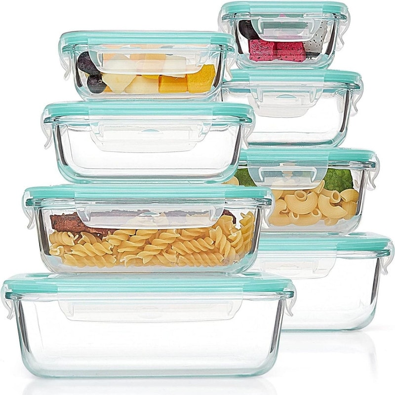 Meal Prep Containers,24pc Fluted Glass Storage Containers With