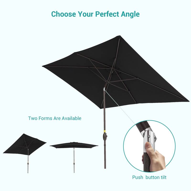 Bonosuki 10x6.5ft Rectangular Aluminum Patio Market Umbrella