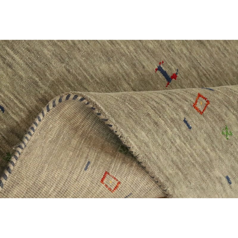Hand Knotted Oriental 100% Wool Carpet Tribal Animal Pictorial Beige & Ivories Gabbeh Area Rug - 5' 4'' X 3' 0''