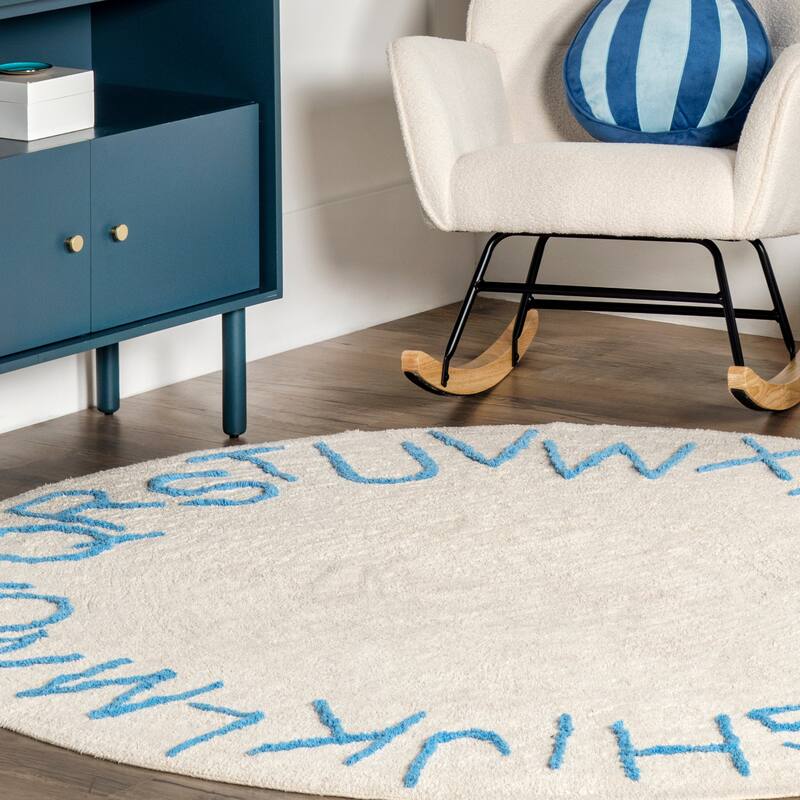 Nuloom Alphabet SpinClean Washable Round Rug