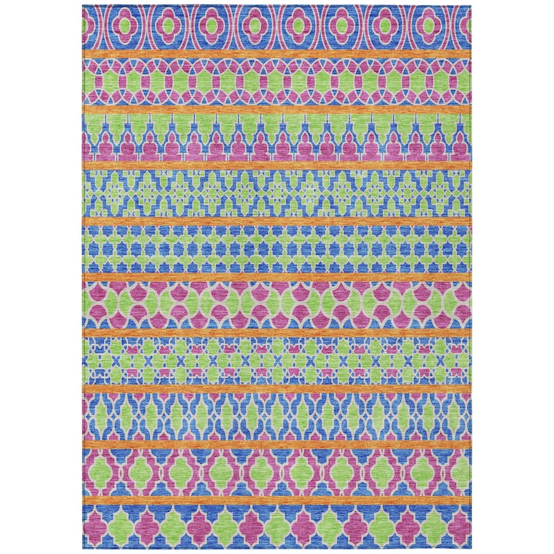 Machine Washable Indoor/ Outdoor Chantille Boho Stripe Rug