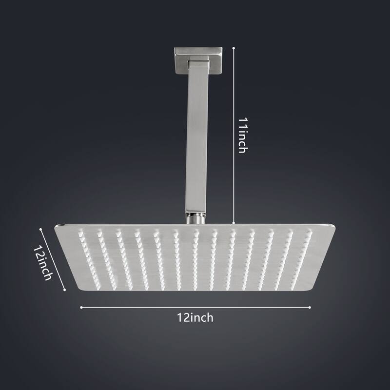 12" Square High Pressure Rain Shower Head,304 Stainless Steel Rain Shower Head
