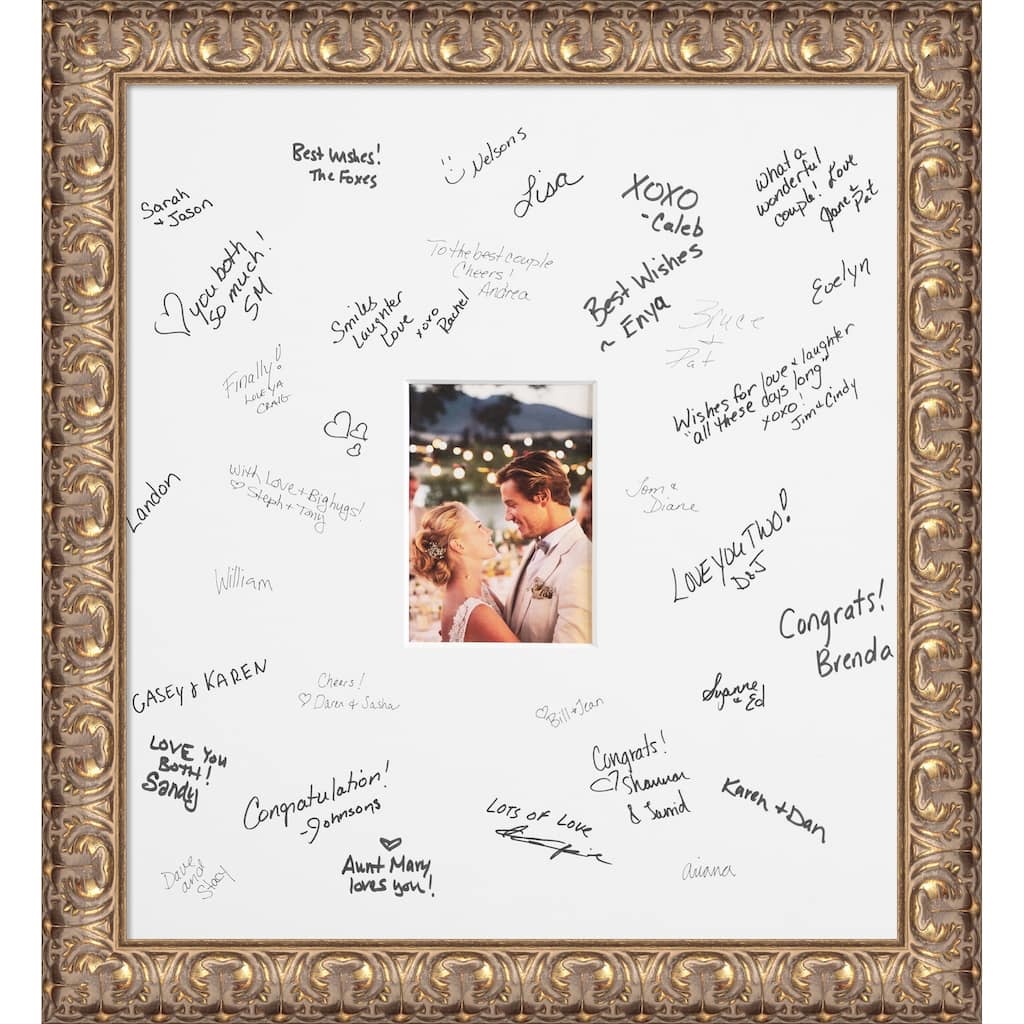 Florentine Signature Mat Picture Frame - Autograph Photo Frame Guest Book Alternative for Weddings, Graduations, or Retirement
