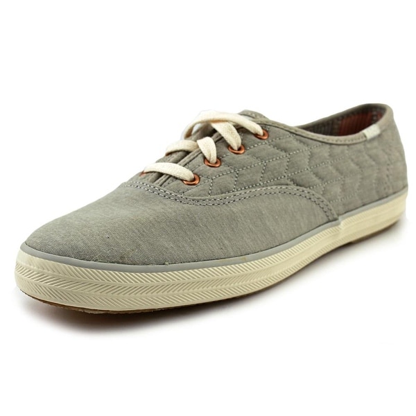 Keds Champion Quilt Jersey Women Round Toe Canvas Gray Sneakers
