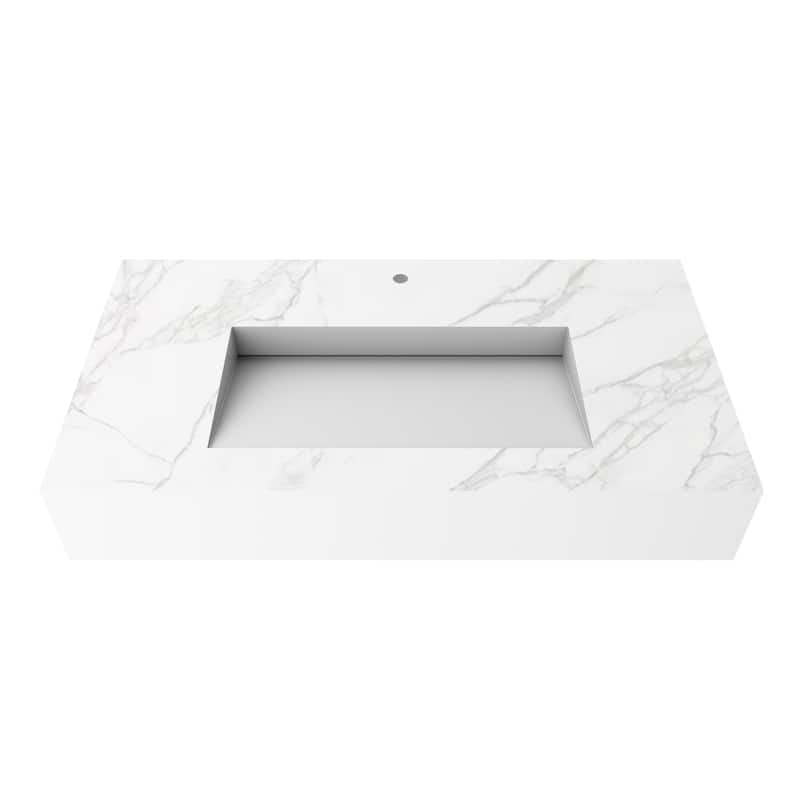 Pyramid Solid Surface Wall-Mounted Bathroom Sink