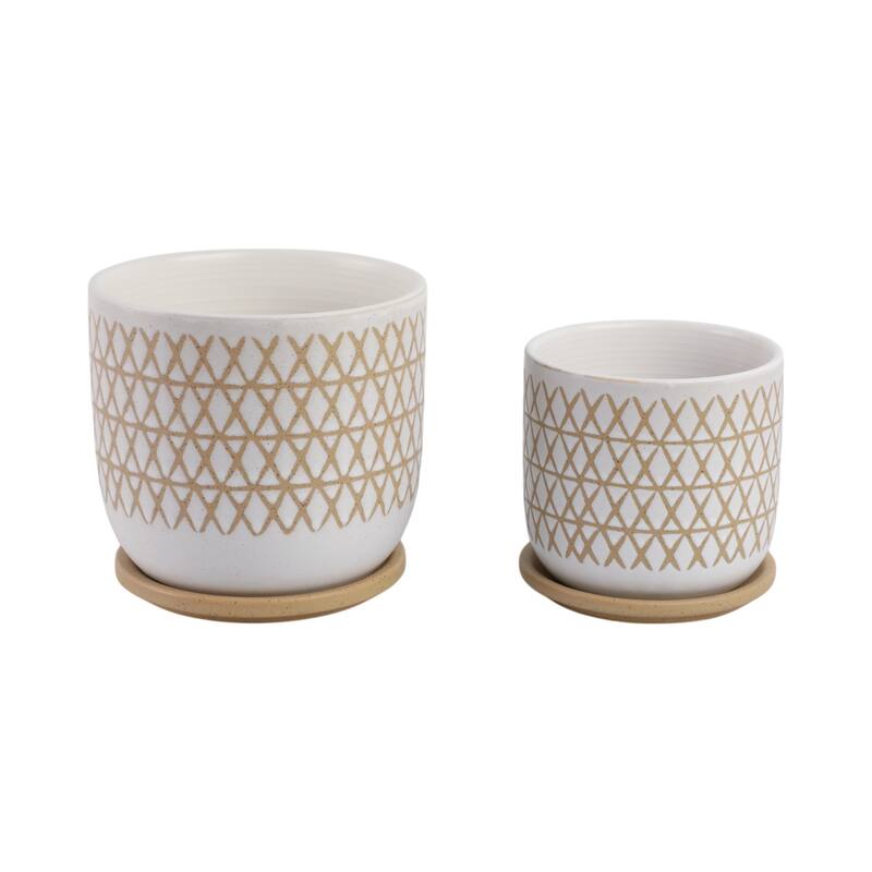 Ceramic Circular Saucer Planters Set of 2 - 6/8 in.