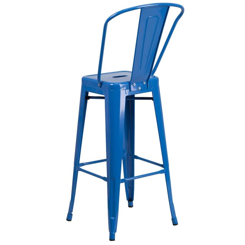 4 Pack 30" High Metal Indoor-Outdoor Barstool with Back - Kitchen Furniture