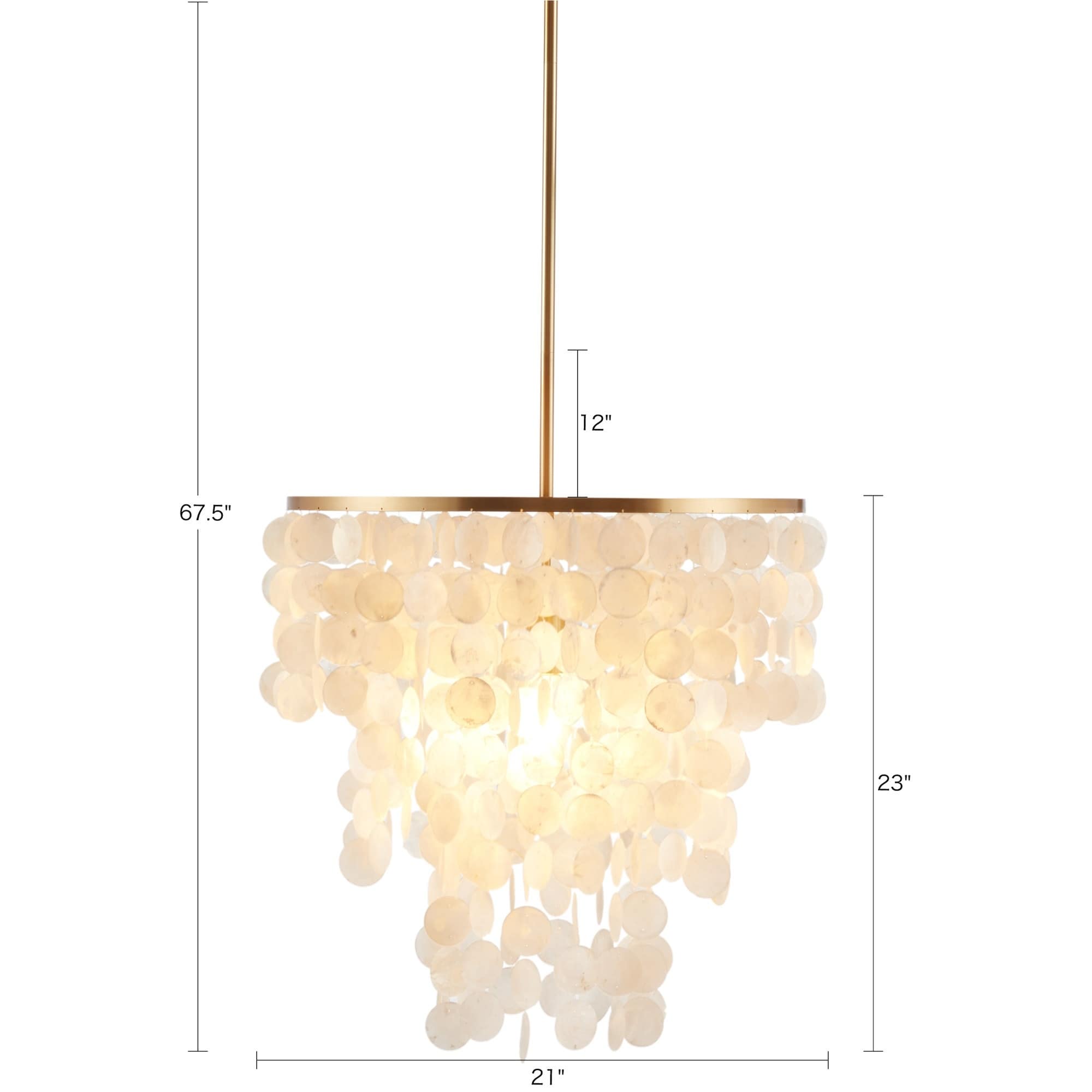 Urban Habitat Isla Layered Capiz Chandelier with Gold Base Adjustable Height Soft Warm Light Bed Bath Beyond 42384482