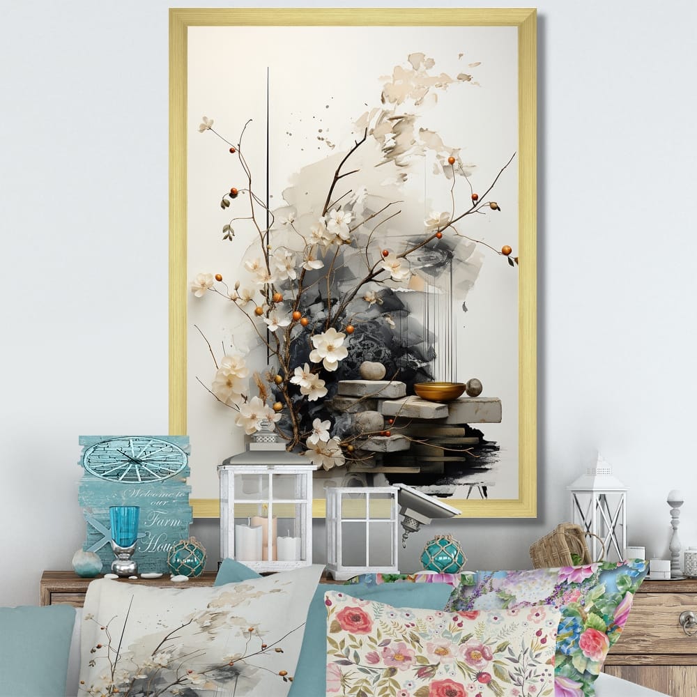 Designart "Asian Art Classics Sumi III" Asian Art Framed Wall Art Living Room