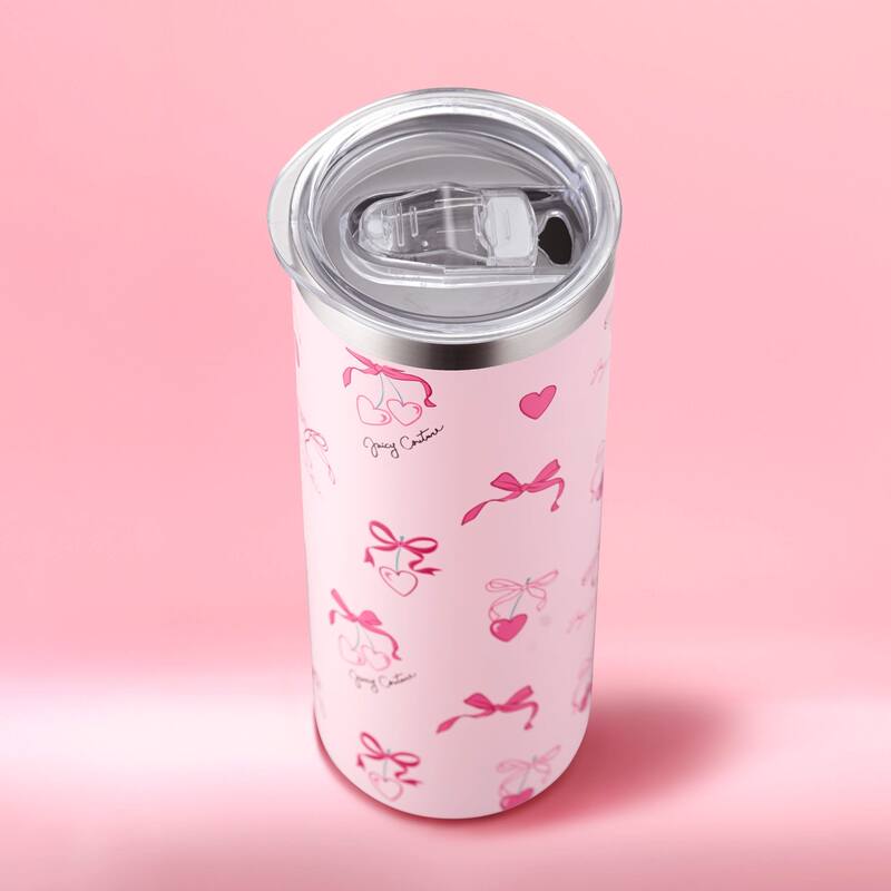 Juicy Couture Glam Slip Hydration Stainless Steel Tumbler with Straw Topper