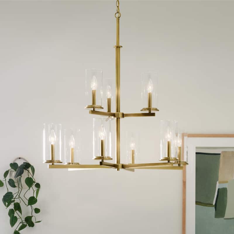 Kichler Lighting Crosby 32.5 in. 9-Light Clear Glass 2-Tier Chandelier