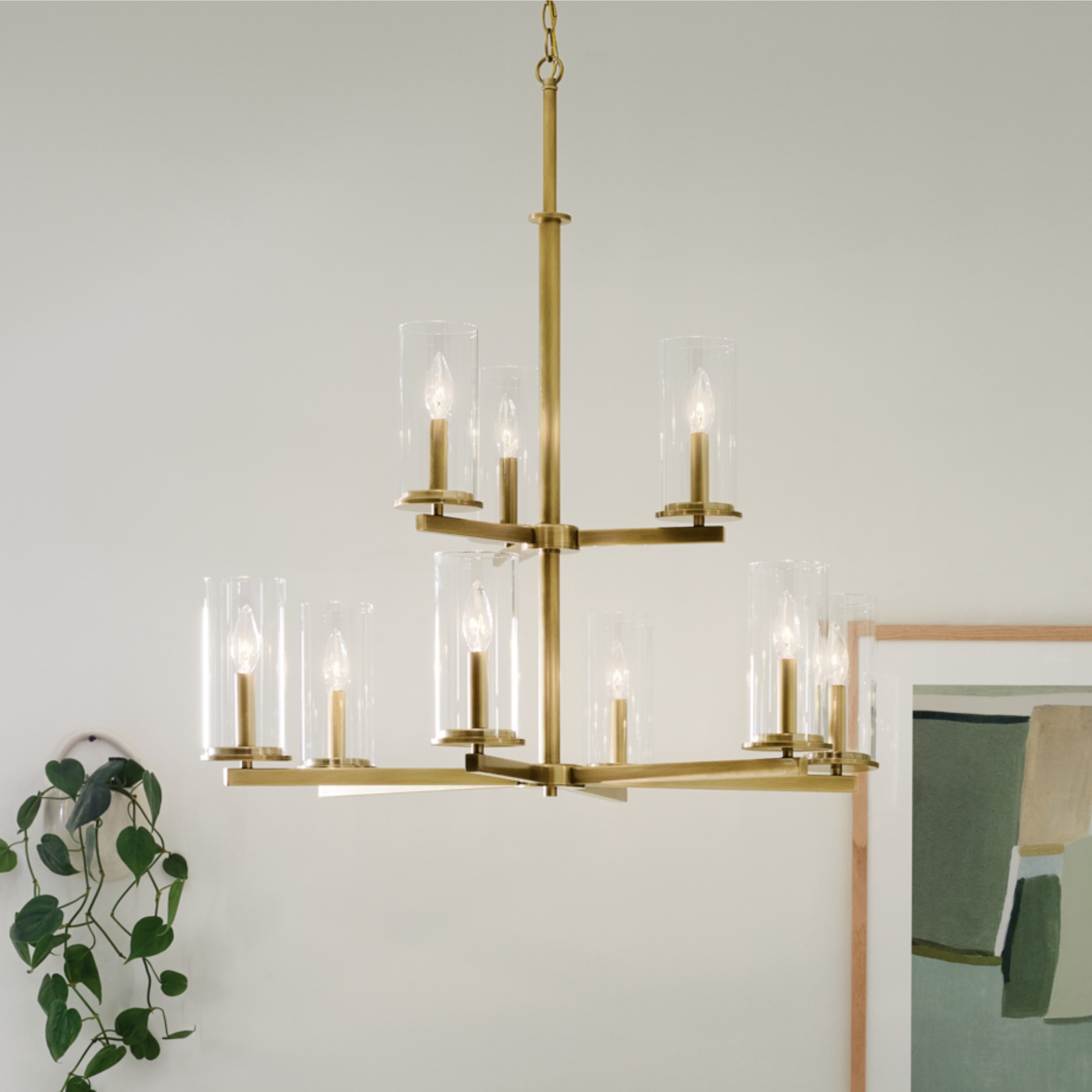 Kichler Lighting Crosby 32.5 in. 9-Light Clear Glass 2-Tier Chandelier
