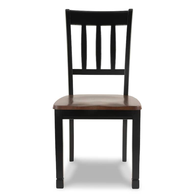 Vilo Dining Side Chair Set of 2, Brown Wood Seat, Black Straight Legs