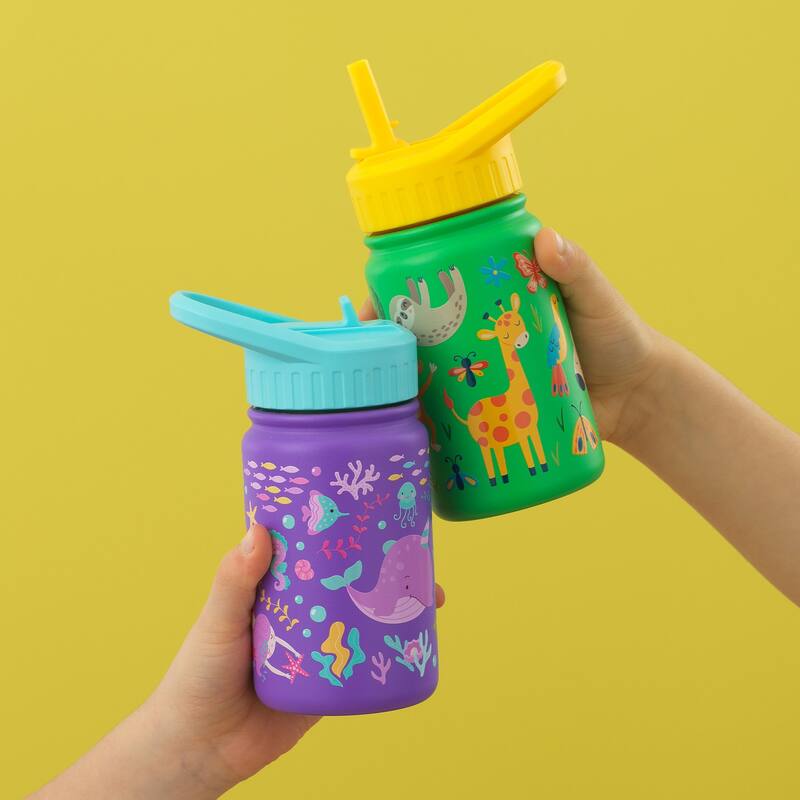 Stainless Steel Kids Water Bottle with Straw Lid - 12 oz