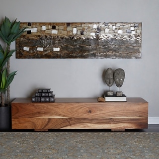 Arcilla Elemental - Brown Wood Block Home Bench with Elevated Base ...
