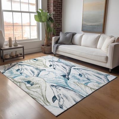 Premium Washable Super Soft Coastal Sealife Mayfield Rug