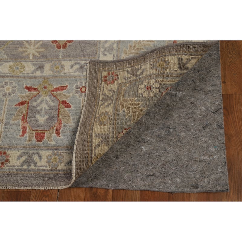 Hand Knotted Oriental 100% Wool Carpet Transitional All-Over Greys & Charcoal Oushak Area Rug - 9' 10'' X 7' 11''