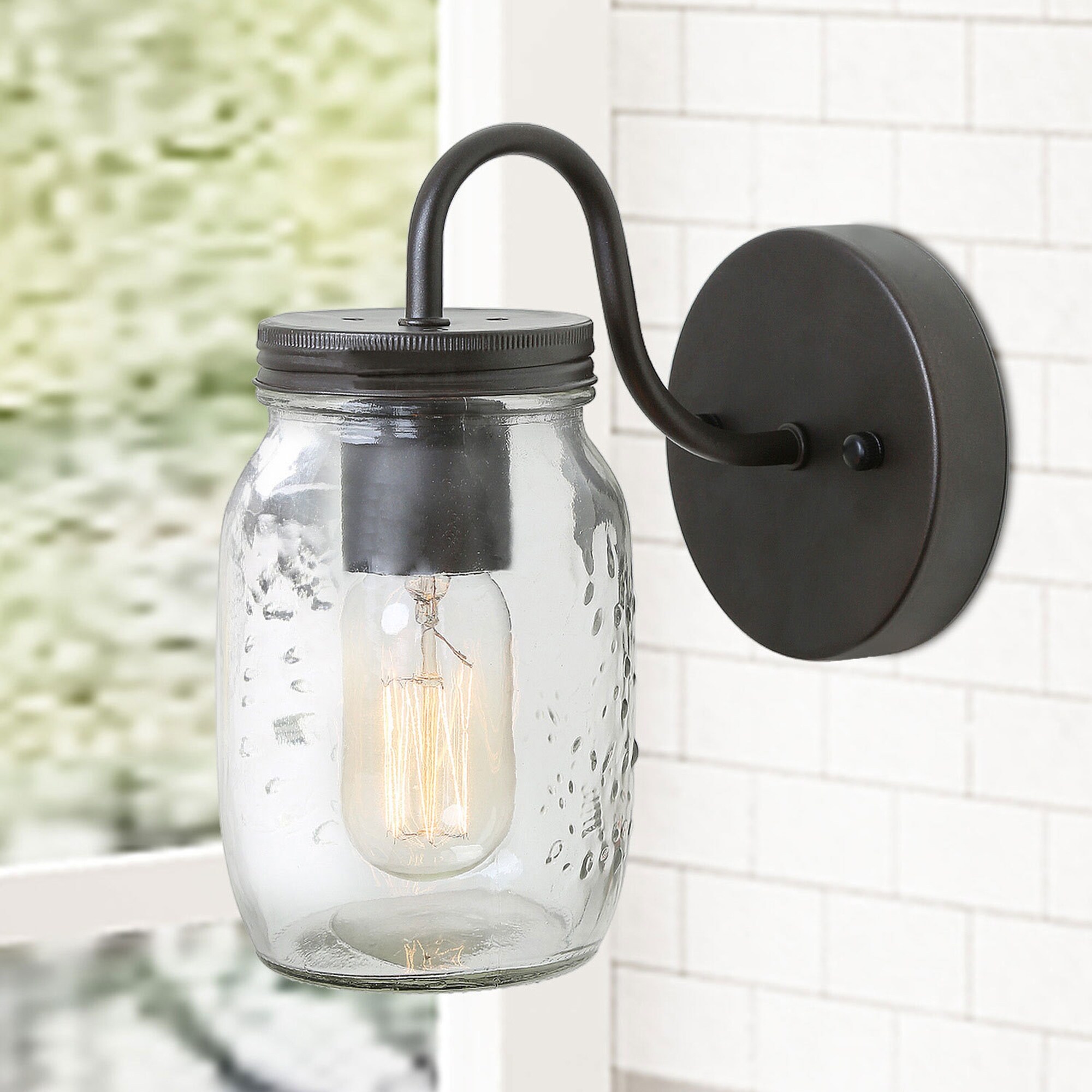 Farmhouse Mason Jar Glass 1 Light Bathroom Vanity Lights Wall Sconces W4 7 X H8 7 X E6 7 Overstock 31633717