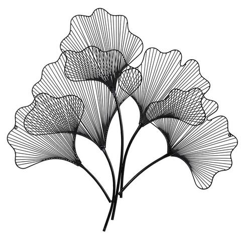 Nearly Natural 35" Home Accent Modern Ginkgo Leaf Metal Wall Art Decor - 1"Dx35"Wx35"H